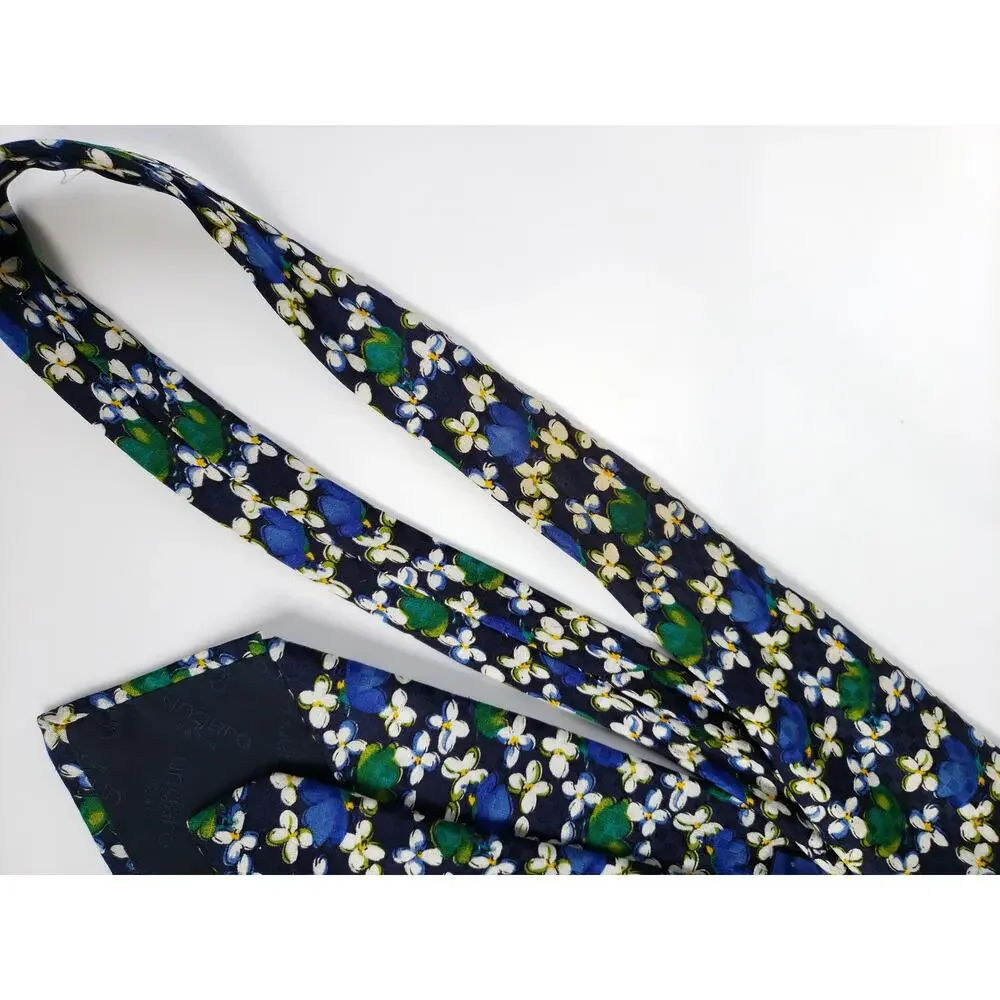 Ungaro Paris Silk Men Necktie Floral Made in Italy Colorful Luxry